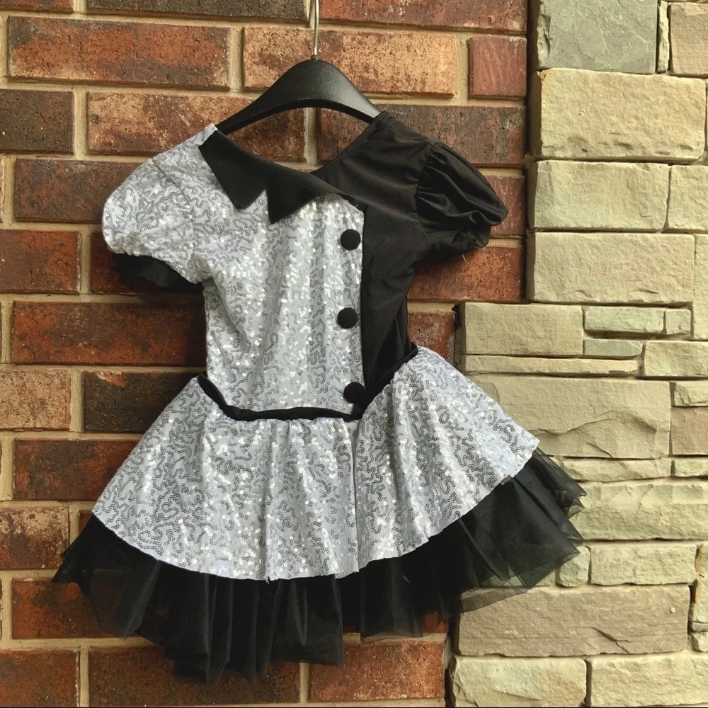 Revolution Dancewear Silver Sequins Costume CM